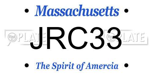 JRC33 Massachusetts License Plate