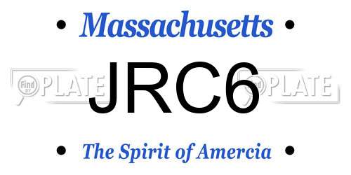 JRC6 Massachusetts License Plate