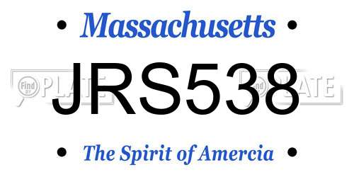 JRS538 Massachusetts License Plate