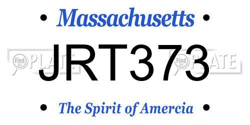 JRT373 Massachusetts License Plate