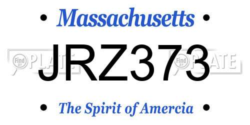 JRZ373 Massachusetts License Plate
