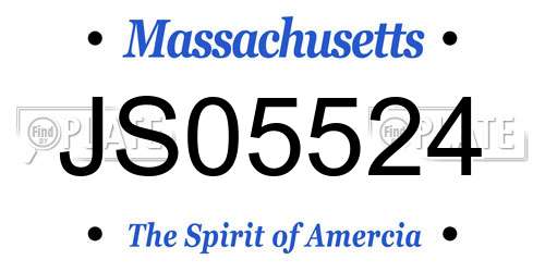 JS05524 Massachusetts License Plate