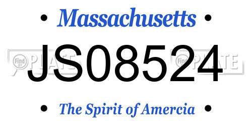JS08524 Massachusetts License Plate