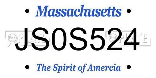 JS0S524 Massachusetts License Plate