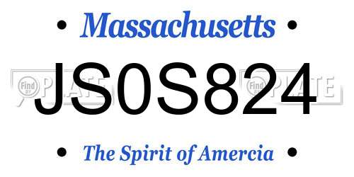 JS0S824 Massachusetts License Plate