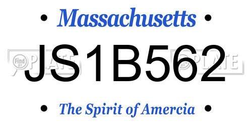JS1B562 Massachusetts License Plate