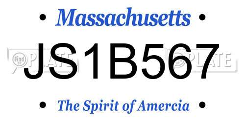 JS1B567 Massachusetts License Plate