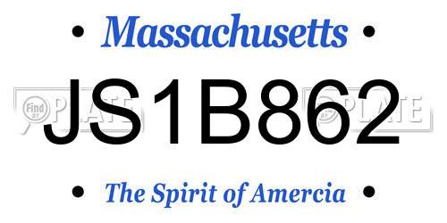 JS1B862 Massachusetts License Plate