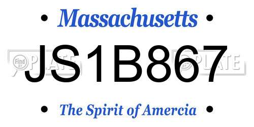 JS1B867 Massachusetts License Plate
