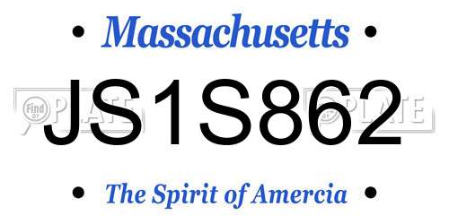 JS1S862 Massachusetts License Plate