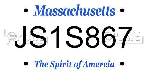JS1S867 Massachusetts License Plate