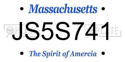 JS5S741 Massachusetts License Plate