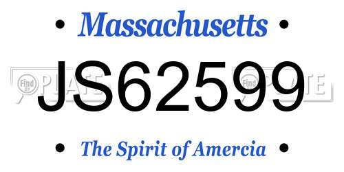 JS62599 Massachusetts License Plate