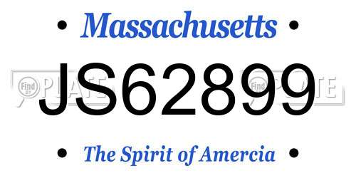 JS62899 Massachusetts License Plate