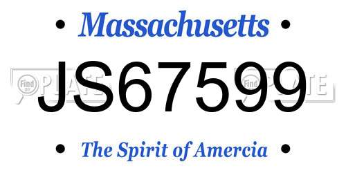 JS67599 Massachusetts License Plate