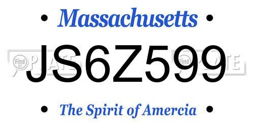 JS6Z599 Massachusetts License Plate