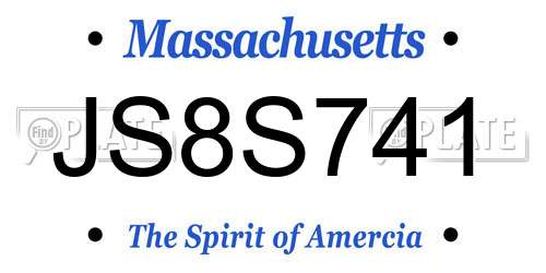JS8S741 Massachusetts License Plate