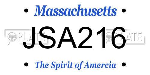 JSA216 Massachusetts License Plate