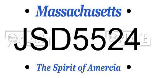 JSD5524 Massachusetts License Plate