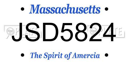 JSD5824 Massachusetts License Plate