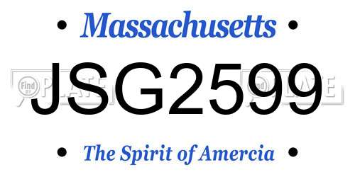JSG2599 Massachusetts License Plate
