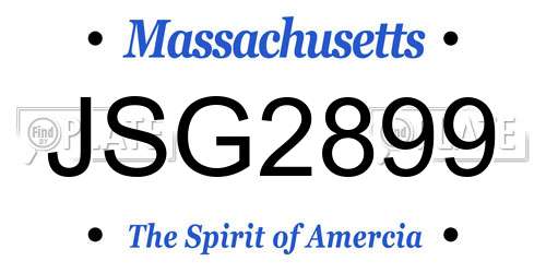 JSG2899 Massachusetts License Plate