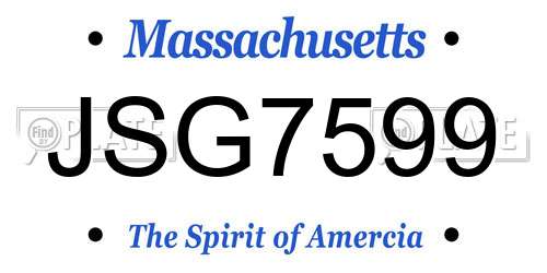JSG7599 Massachusetts License Plate