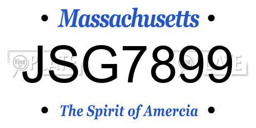 JSG7899 Massachusetts License Plate