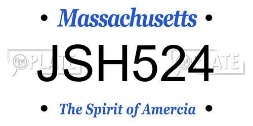 JSH524 Massachusetts License Plate
