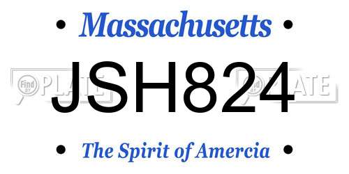 JSH824 Massachusetts License Plate