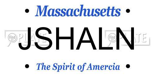 JSHALN Massachusetts License Plate