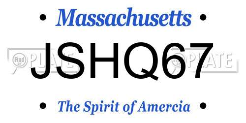 JSHQ67 Massachusetts License Plate