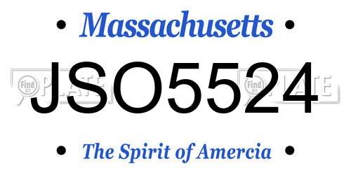 JSO5524 Massachusetts License Plate