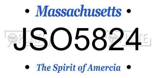 JSO5824 Massachusetts License Plate
