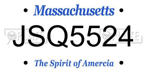 JSQ5524 Massachusetts License Plate