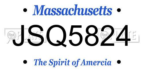 JSQ5824 Massachusetts License Plate
