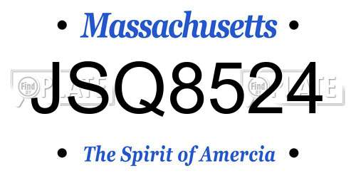 JSQ8524 Massachusetts License Plate