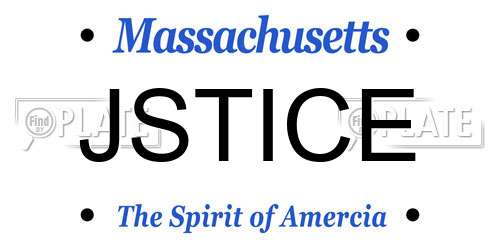 JSTICE Massachusetts License Plate