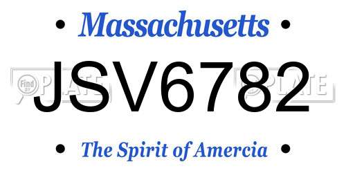 JSV6782 Massachusetts License Plate