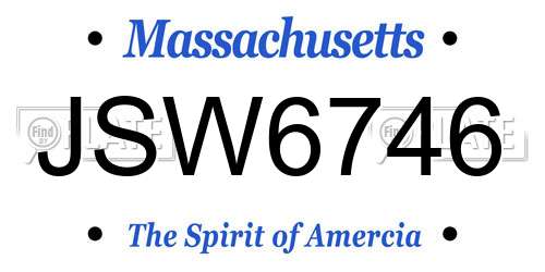 JSW6746 Massachusetts License Plate