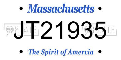 JT21935 Massachusetts License Plate