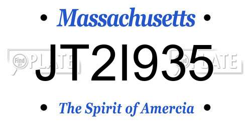 JT2I935 Massachusetts License Plate