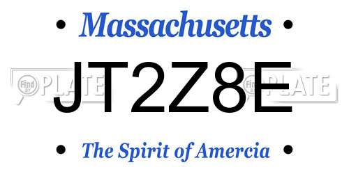 JT2Z8E Massachusetts License Plate