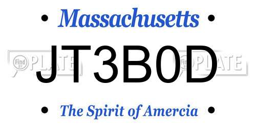 JT3B0D Massachusetts License Plate