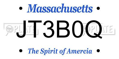 JT3B0Q Massachusetts License Plate
