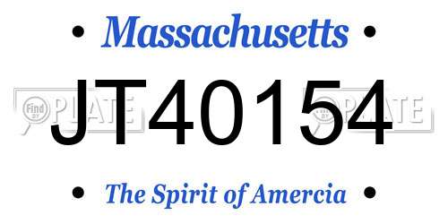 JT40154 Massachusetts License Plate