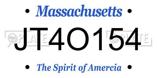 JT4O154 Massachusetts License Plate