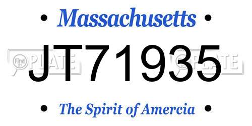 JT71935 Massachusetts License Plate