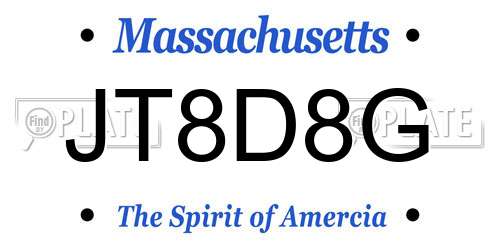 JT8D8G Massachusetts License Plate