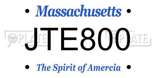 JTE800 Massachusetts License Plate